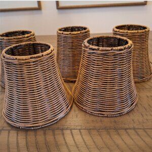 Wicker Shades for Chandelier or Table Lamp, Set of 5